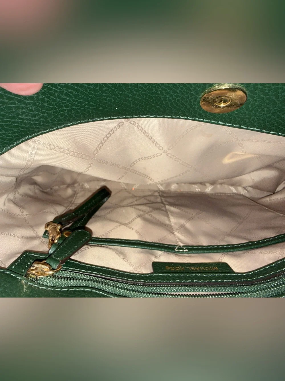Michael Kors Green Pebbled Leather Satchel/Crossbody